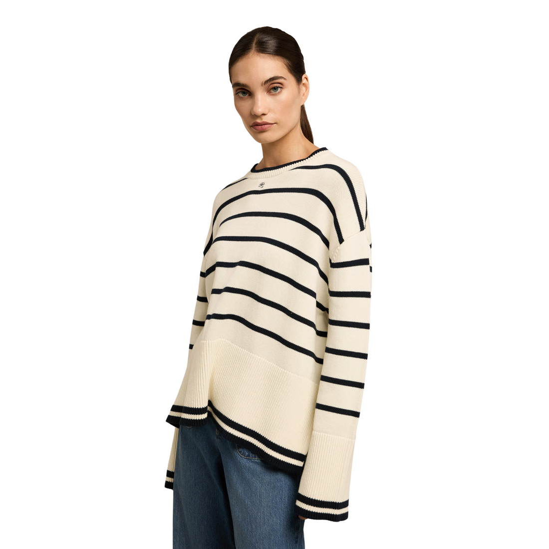 Antonia Crew Neck Knit Natural Stripe