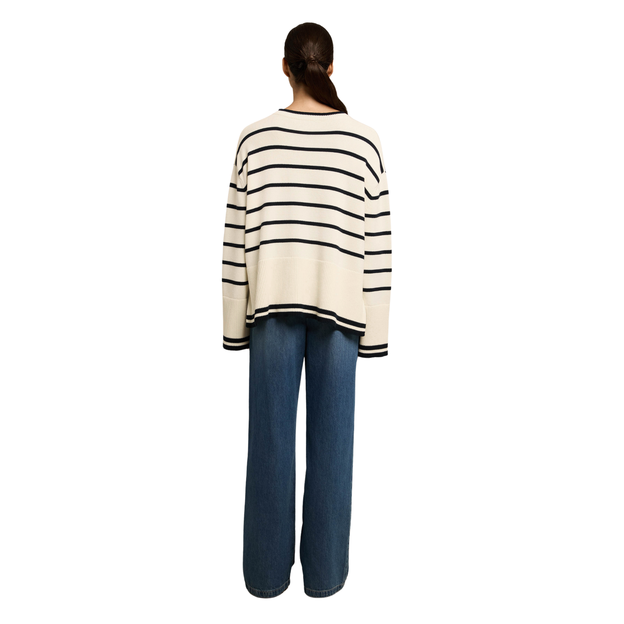 Antonia Crew Neck Knit Natural Stripe