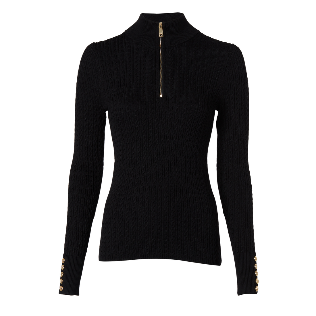 Ava Half Zip Knit Black