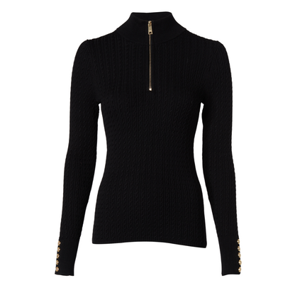 Ava Half Zip Knit Black