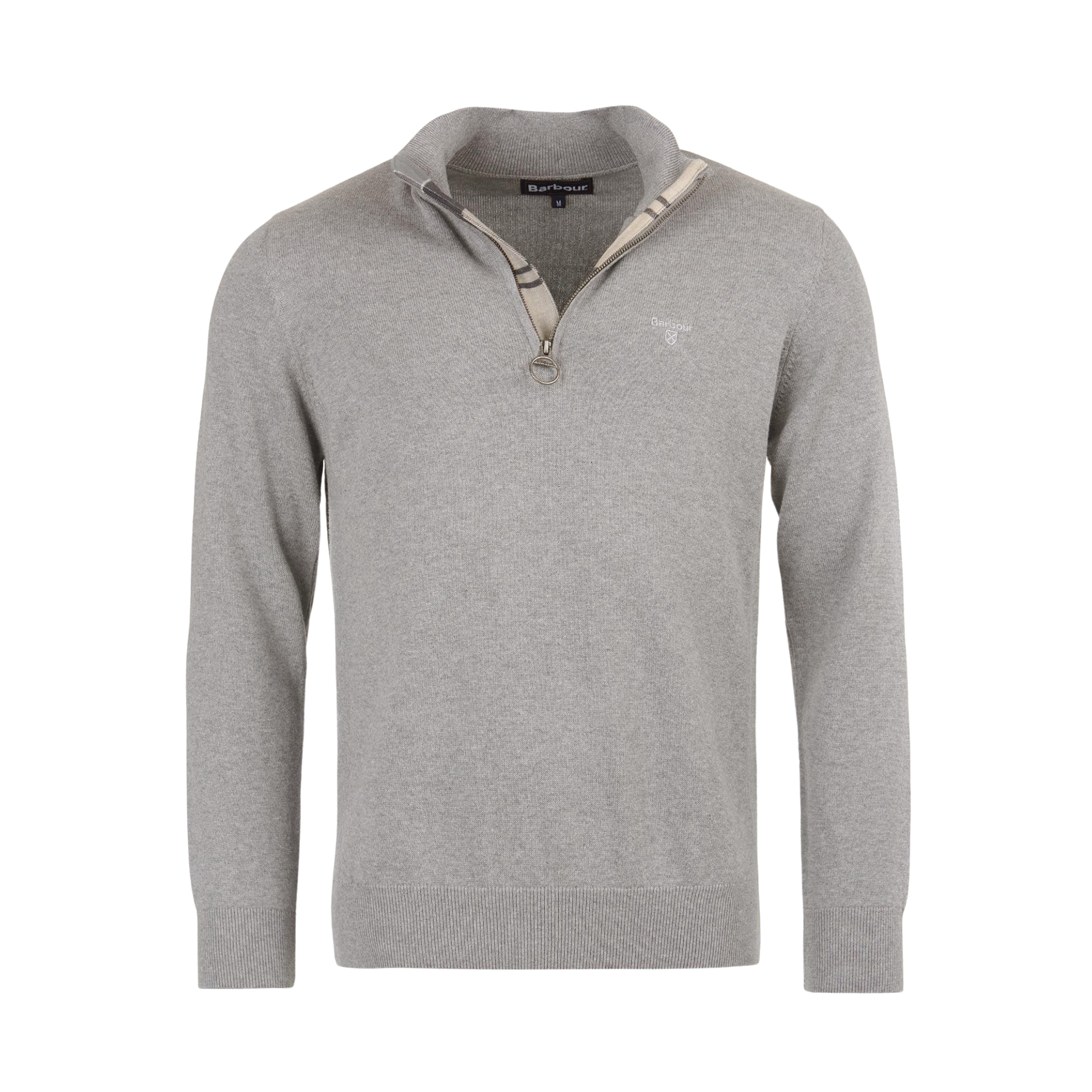 Cotton Half Zip Knitted Jumper Grey Marl