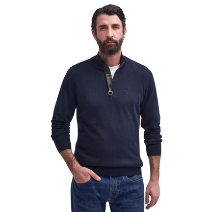 Cotton Half Zip Knitted Jumper Navy