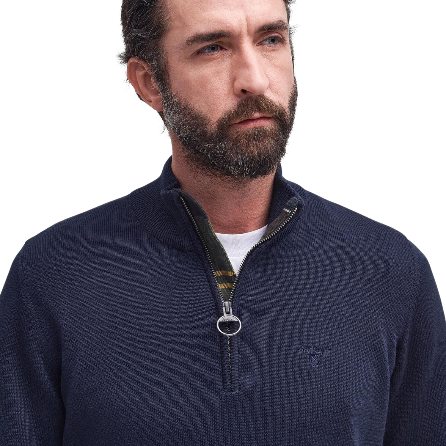 Cotton Half Zip Knitted Jumper Navy