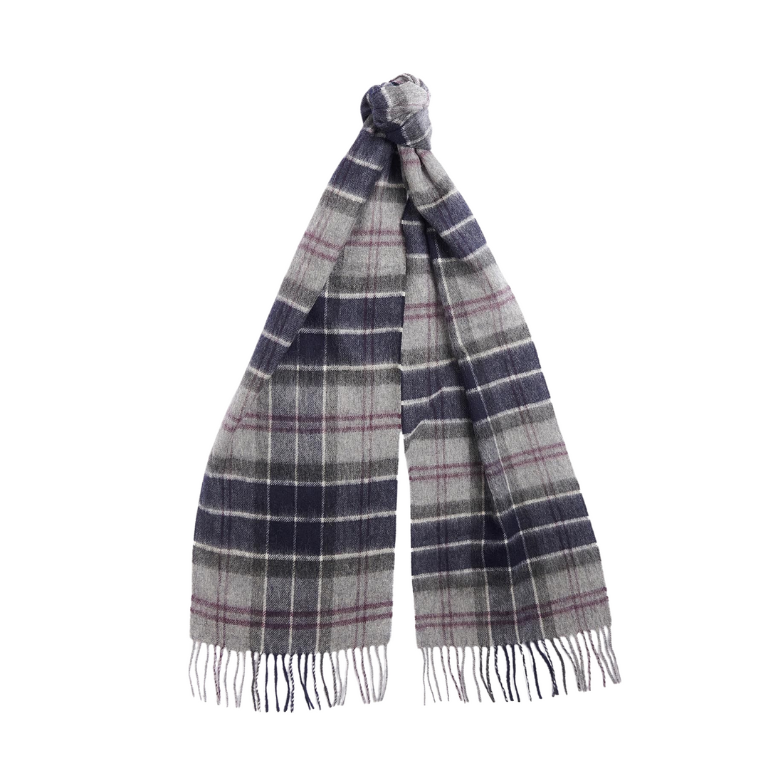 Barbour Wool Cashmere Black Slate Tartan Scarf