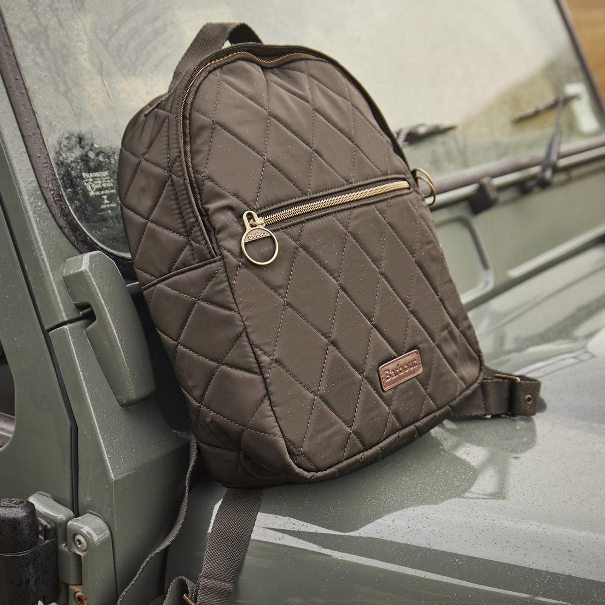 Quilted Backpack Olive Green