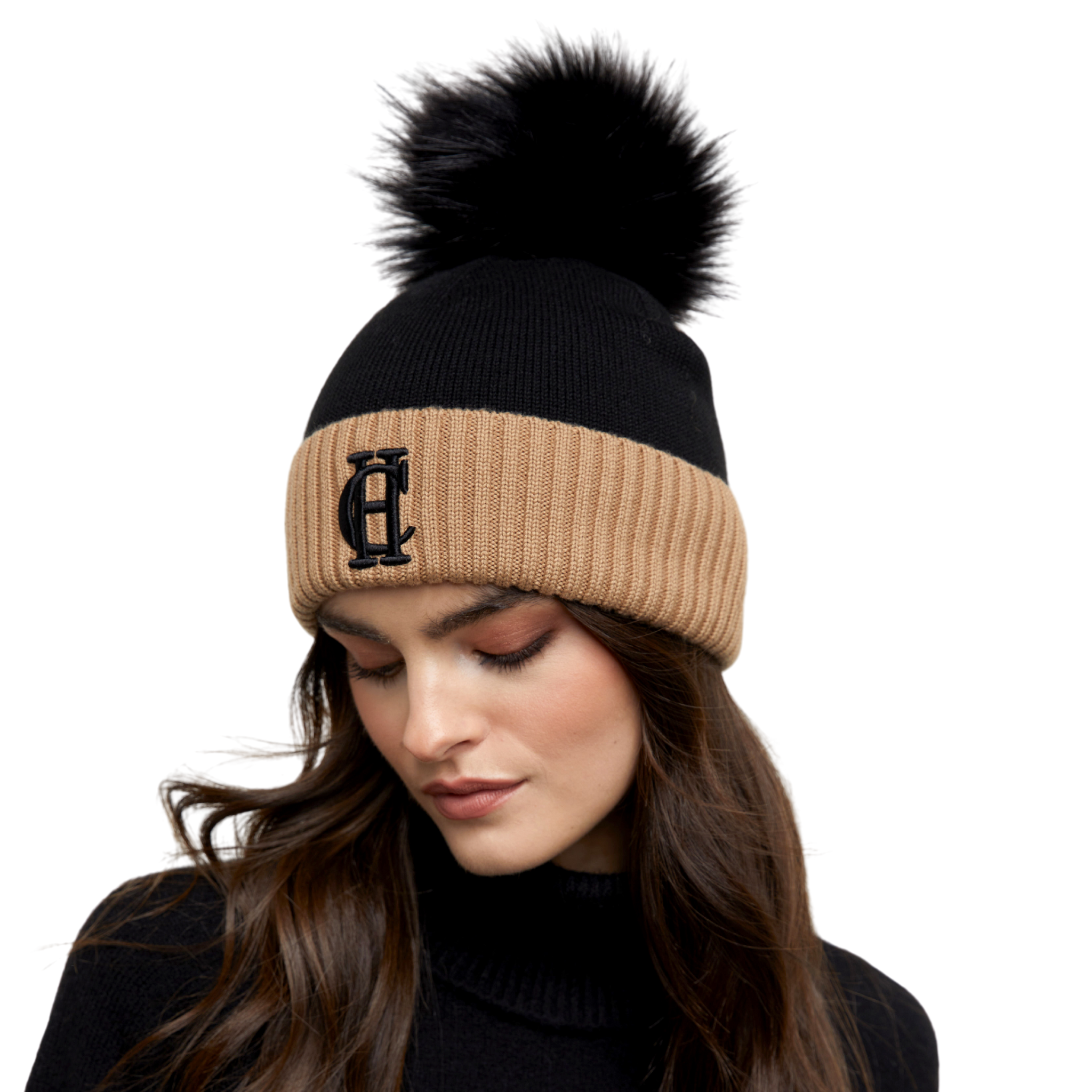 Chelsea Merino Bobble Hat Black