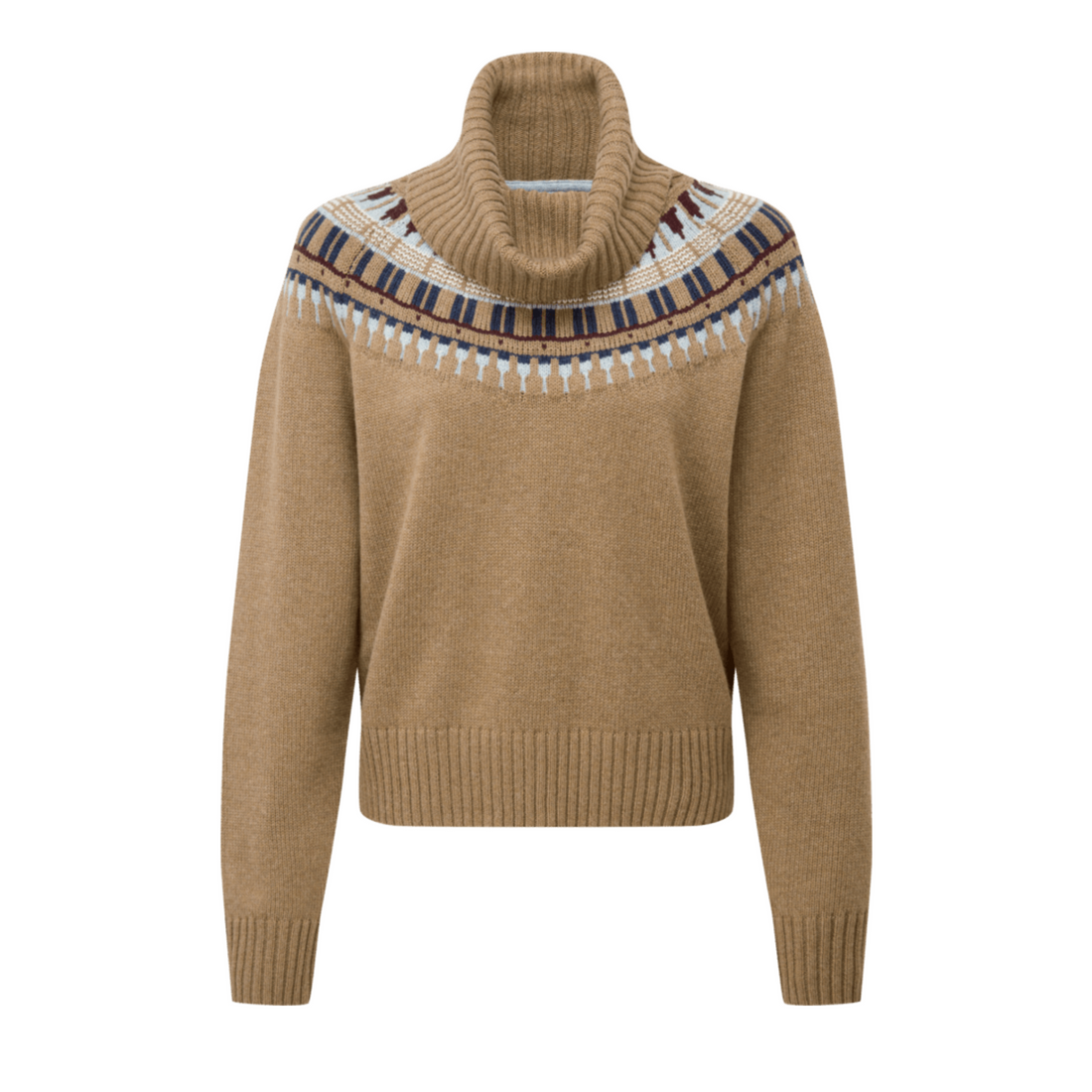 Filey Fairisle Roll Neck Jumper Warm Sand