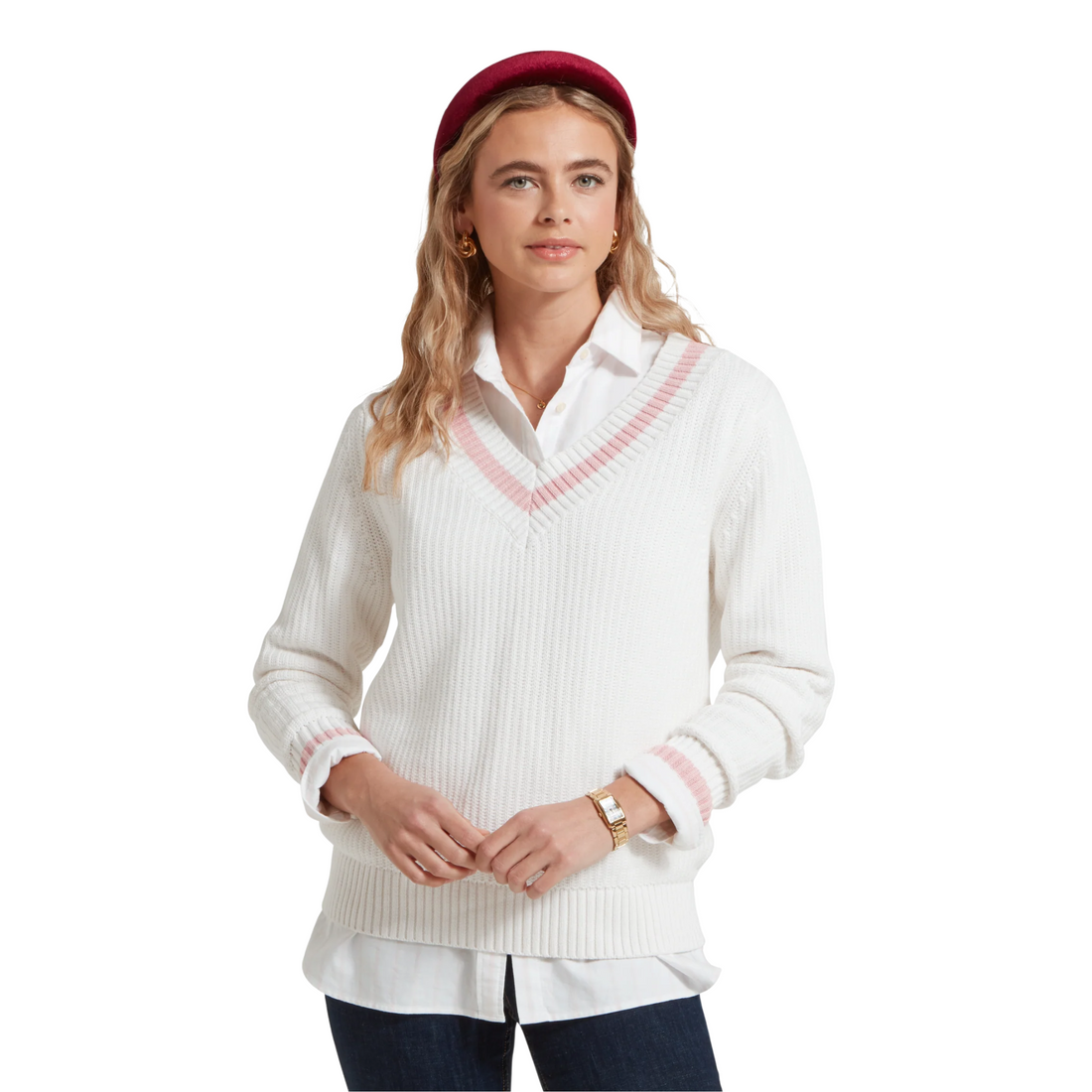 Hambledon Jumper Soft White/ Blush