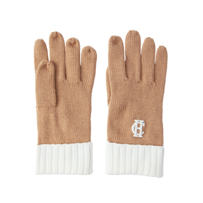 Chelsea Logo Knitted Gloves Camel Cream