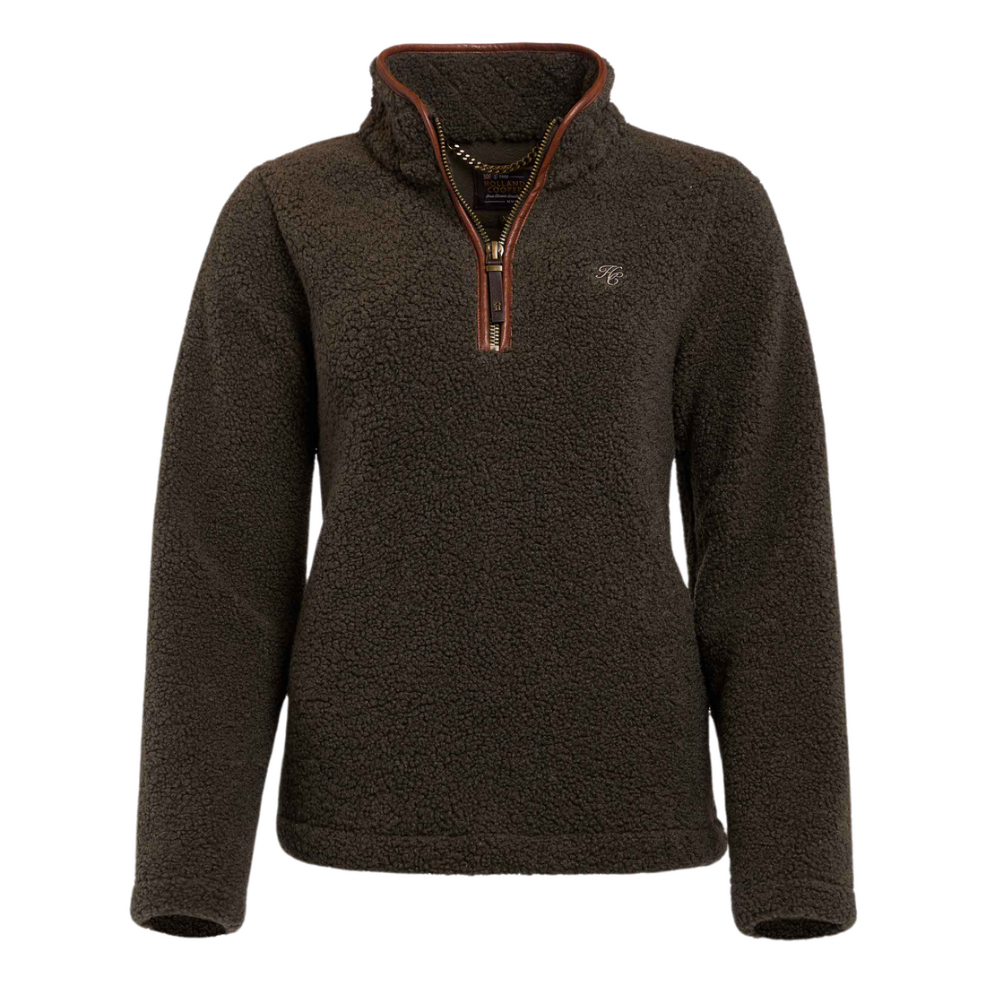 Country Fleece Half Zip Khaki Borg