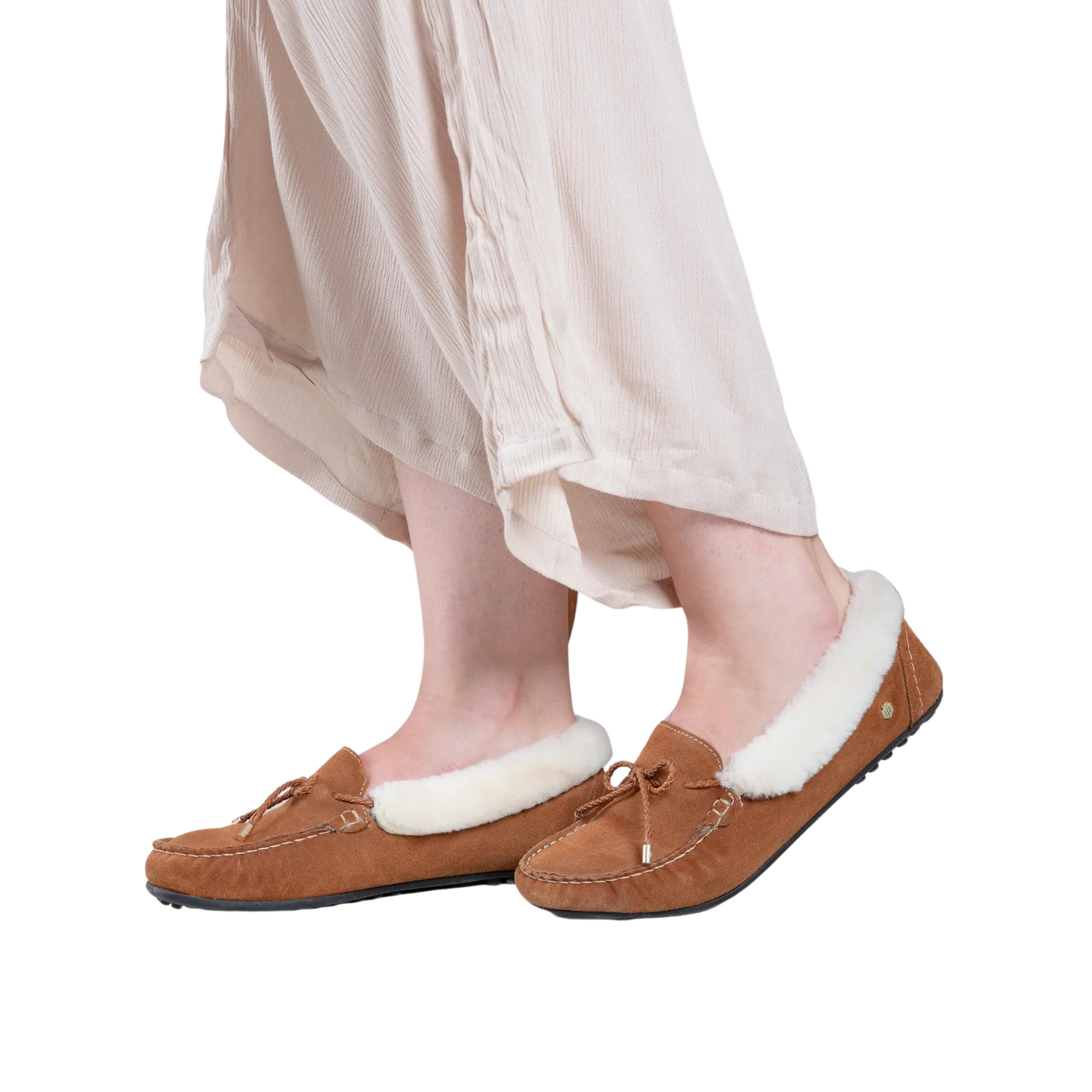 Henley Shearling Lined Slipper Tan Suede