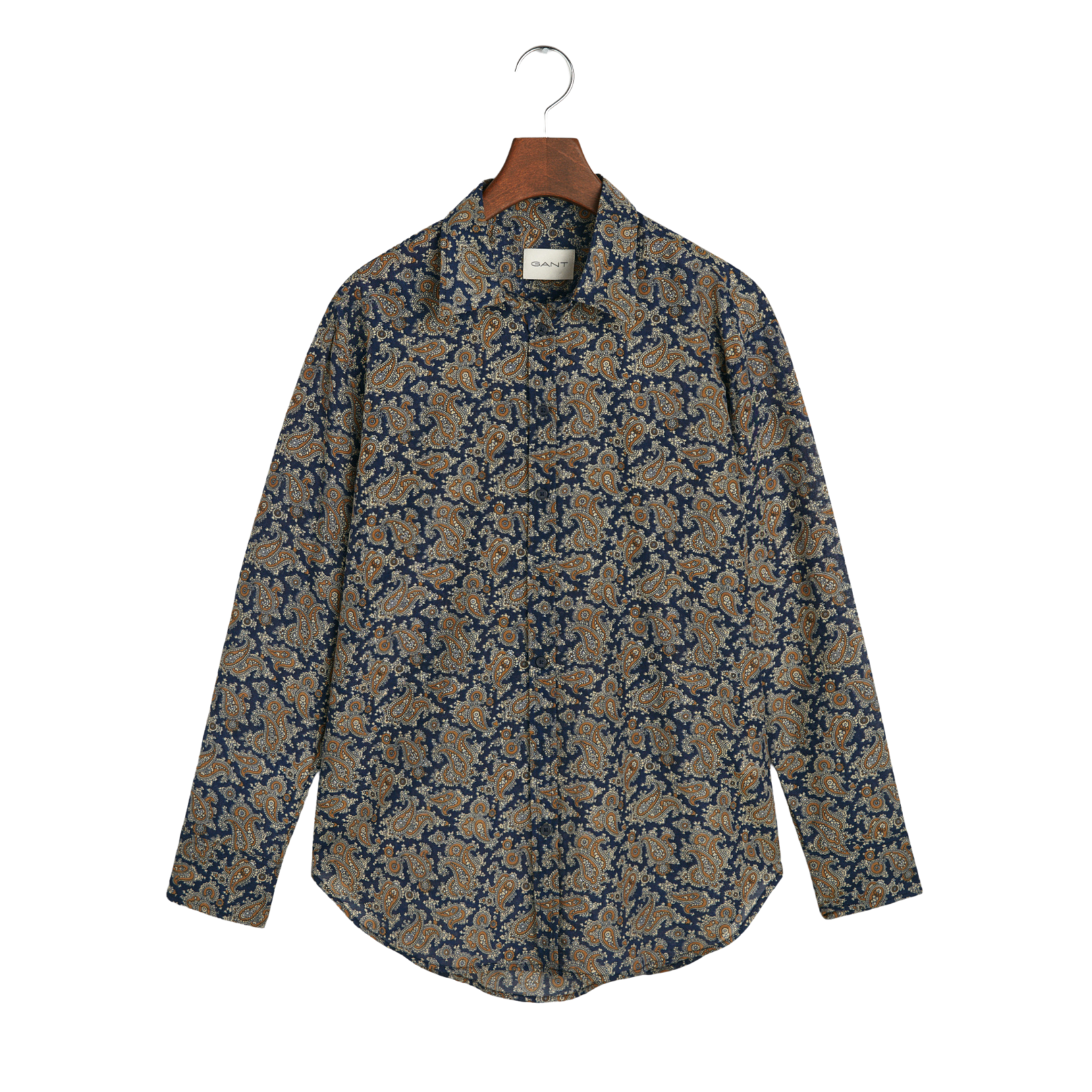 Paisley Cotton Silk Shirt Persian Blue