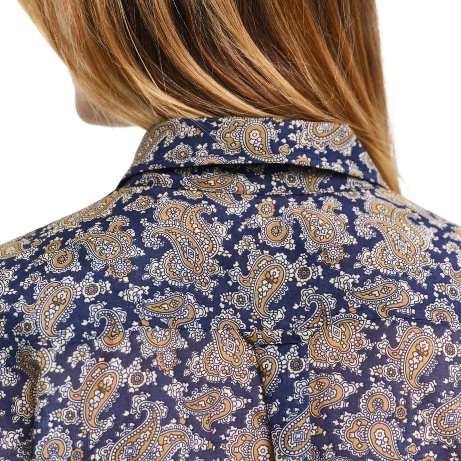 Paisley Cotton Silk Shirt Persian Blue