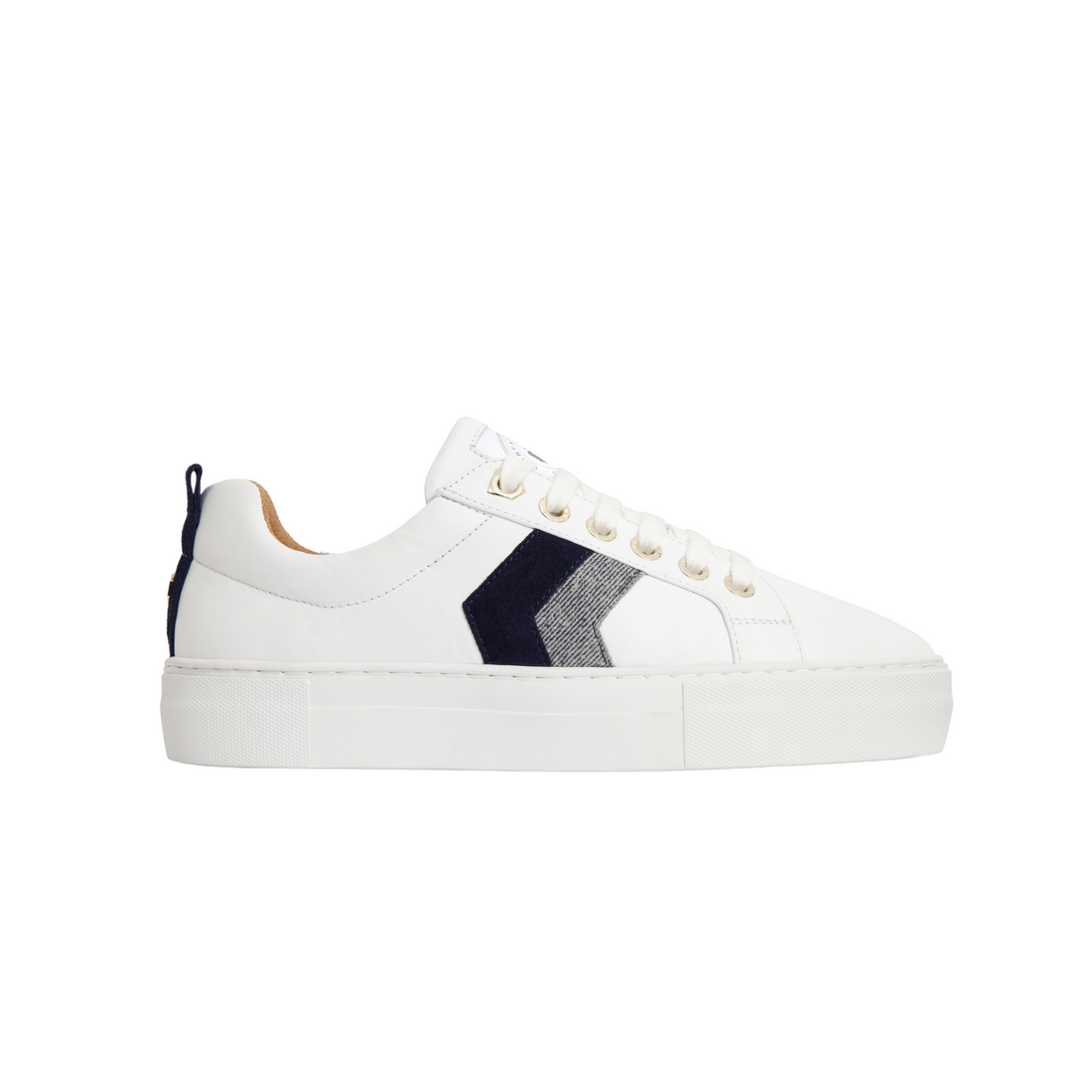 Alexandra Platform Trainer White Navy/Denim