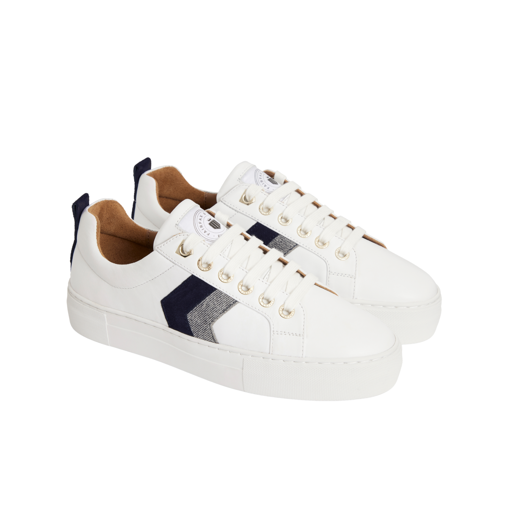 Alexandra Platform Trainer White Navy/Denim