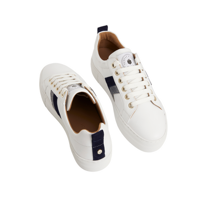 Alexandra Platform Trainer White Navy/Denim