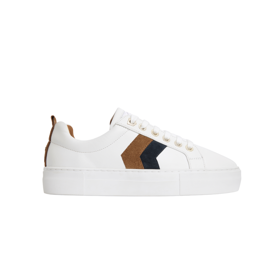 Alexandra Platform Trainer White Tan/Navy