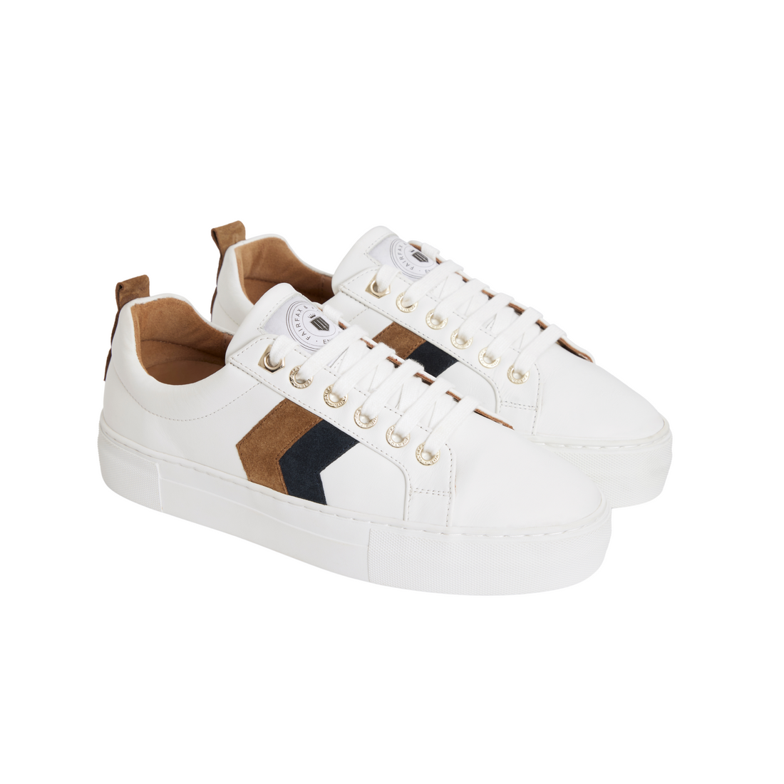 Alexandra Platform Trainer White Tan/Navy