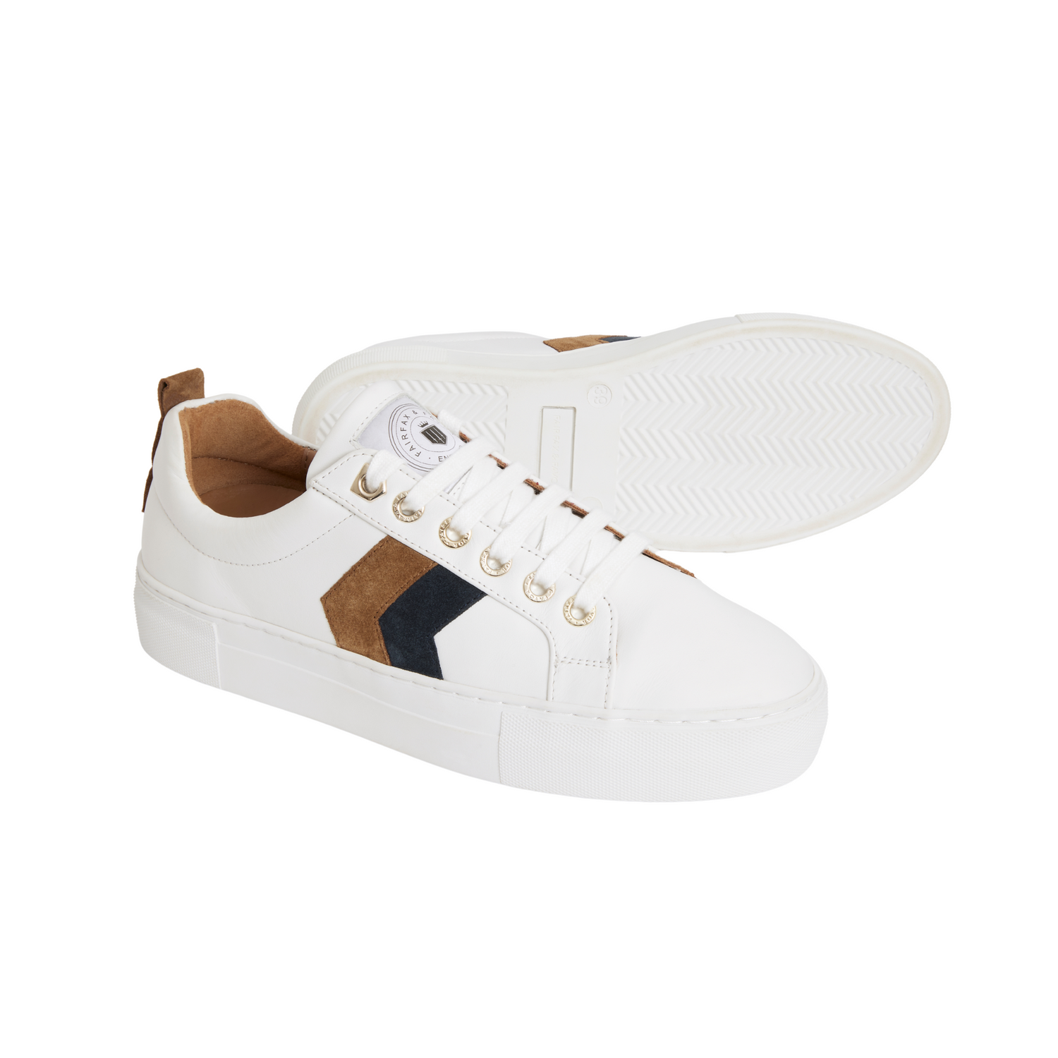 Alexandra Platform Trainer White Tan/Navy