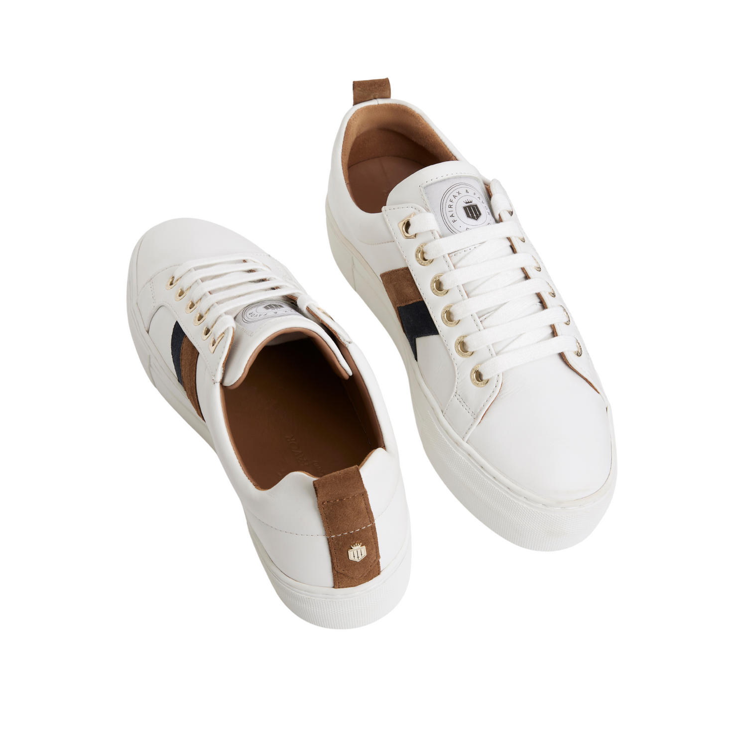 Alexandra Platform Trainer White Tan/Navy