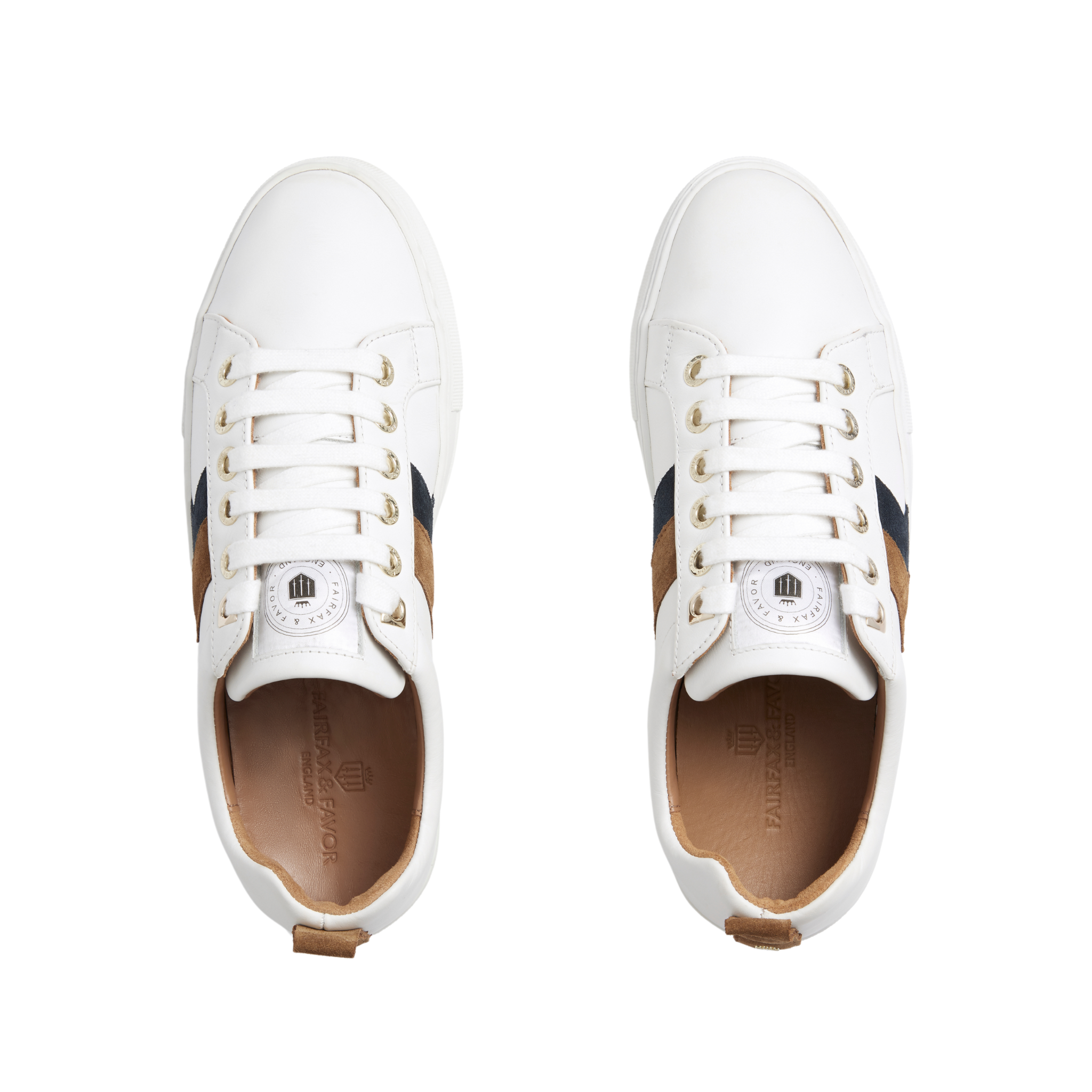 Alexandra Platform Trainer White Tan/Navy