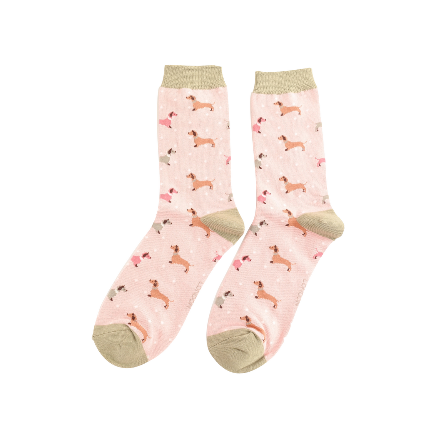 Sausage Dogs &amp; Spots Socks Dusky Pink