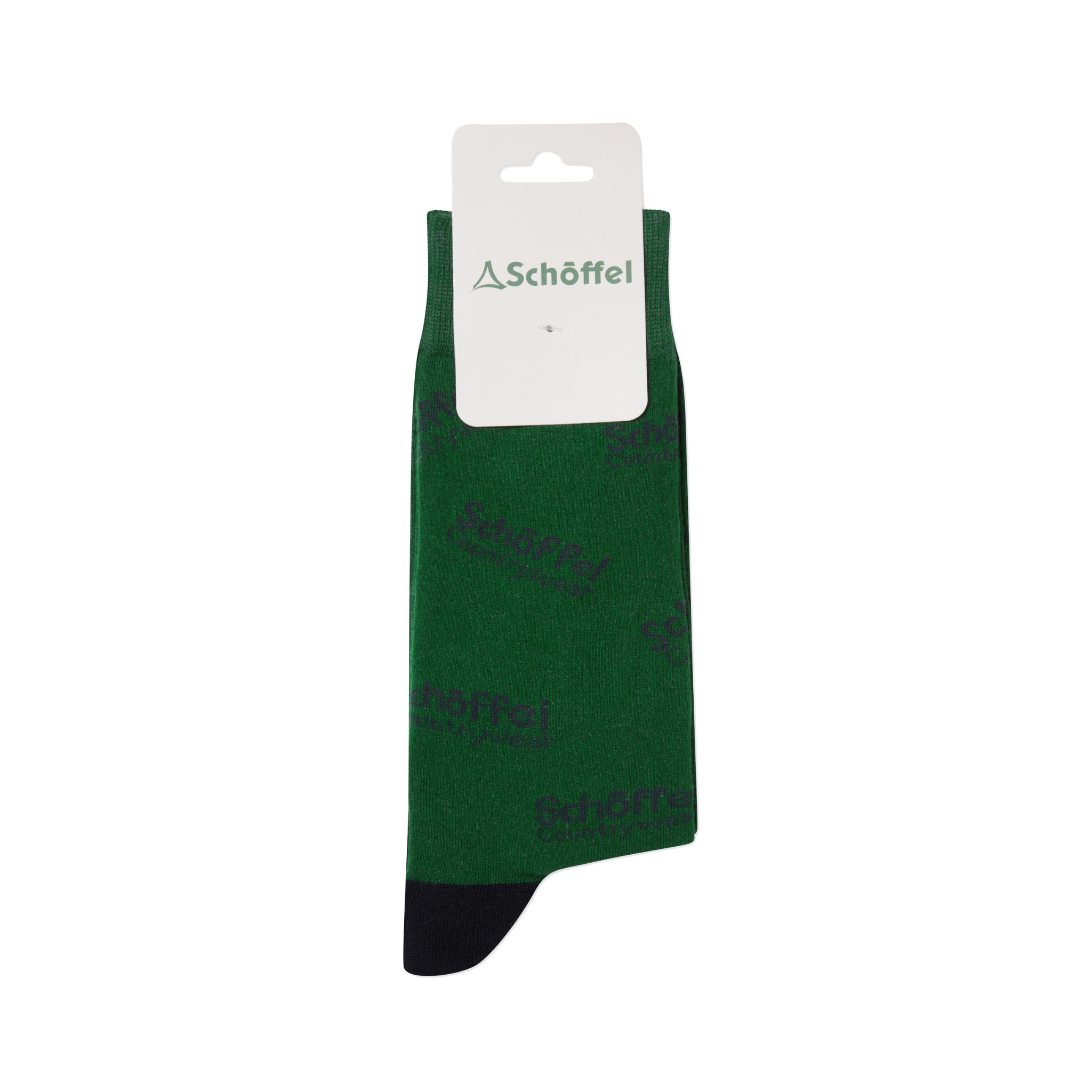 Schoffel Cotton Socks Green Countrywear Logo 7-11