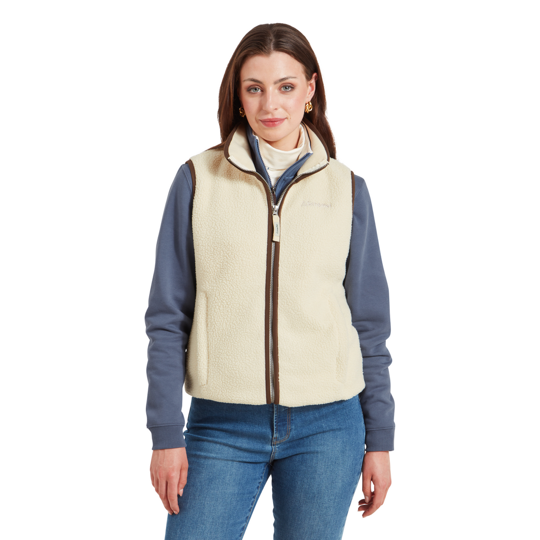 Lyndon Retro Fleece Gilet Ecru