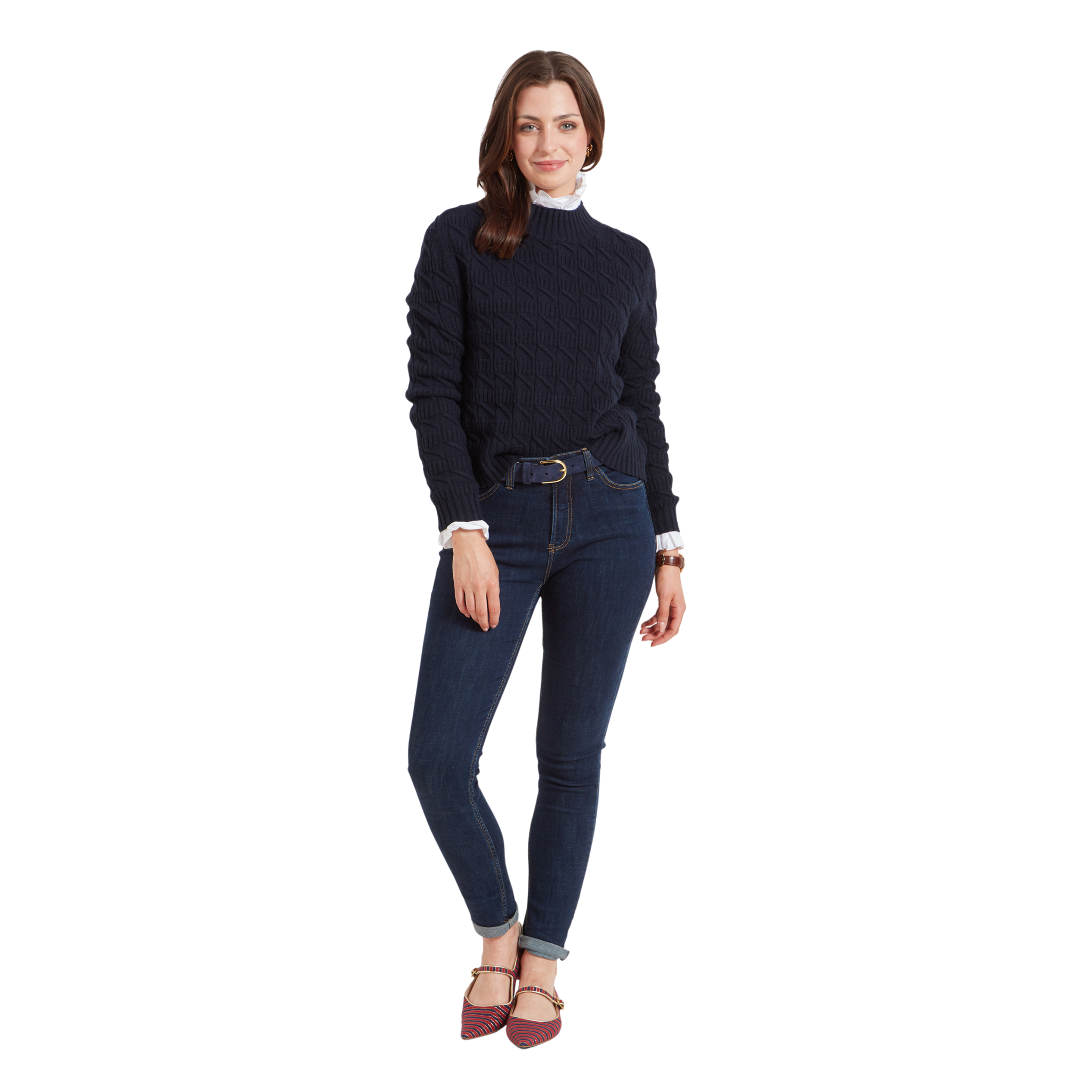 Sandsend Cable Jumper Navy