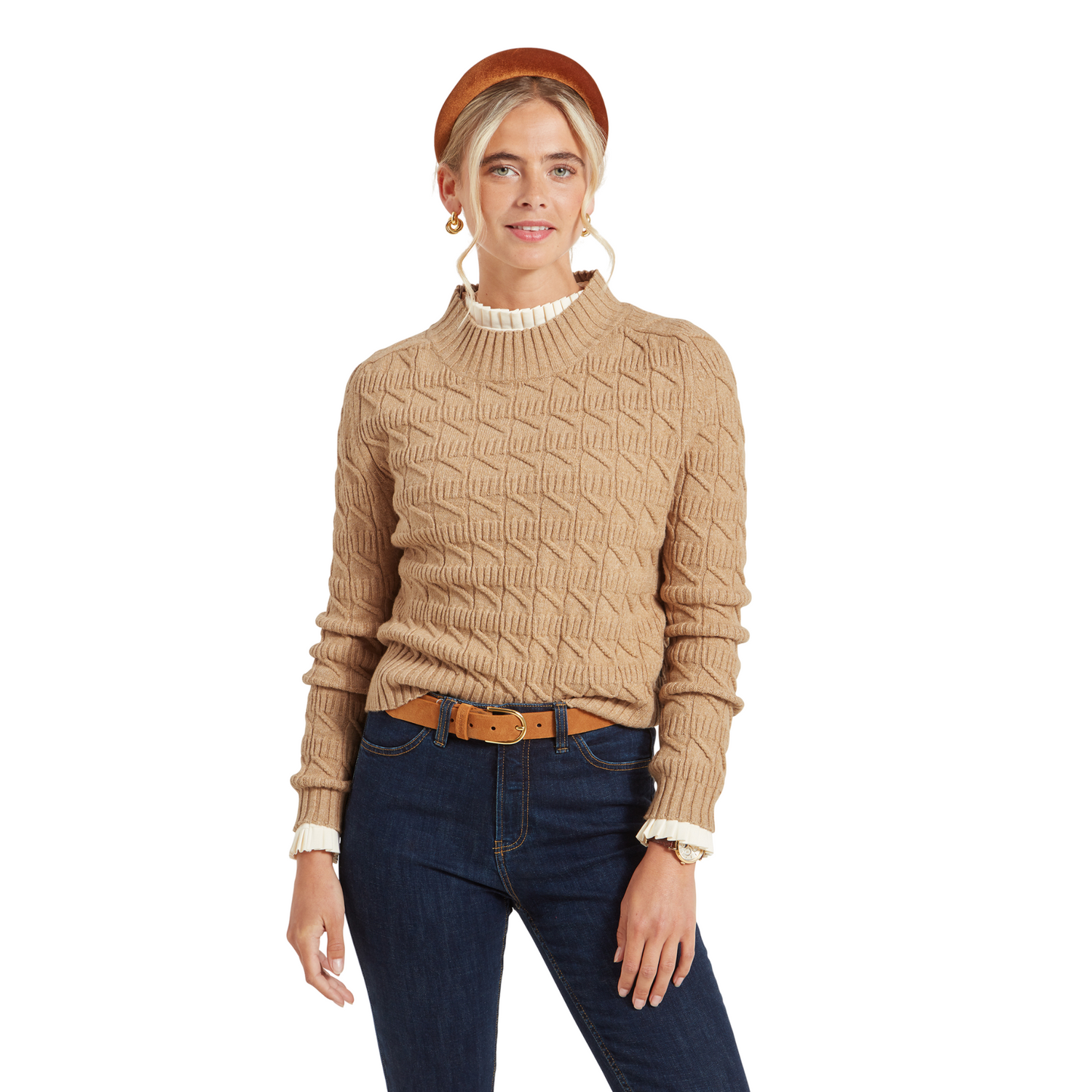 Sandsend Cable Jumper Warm Sand