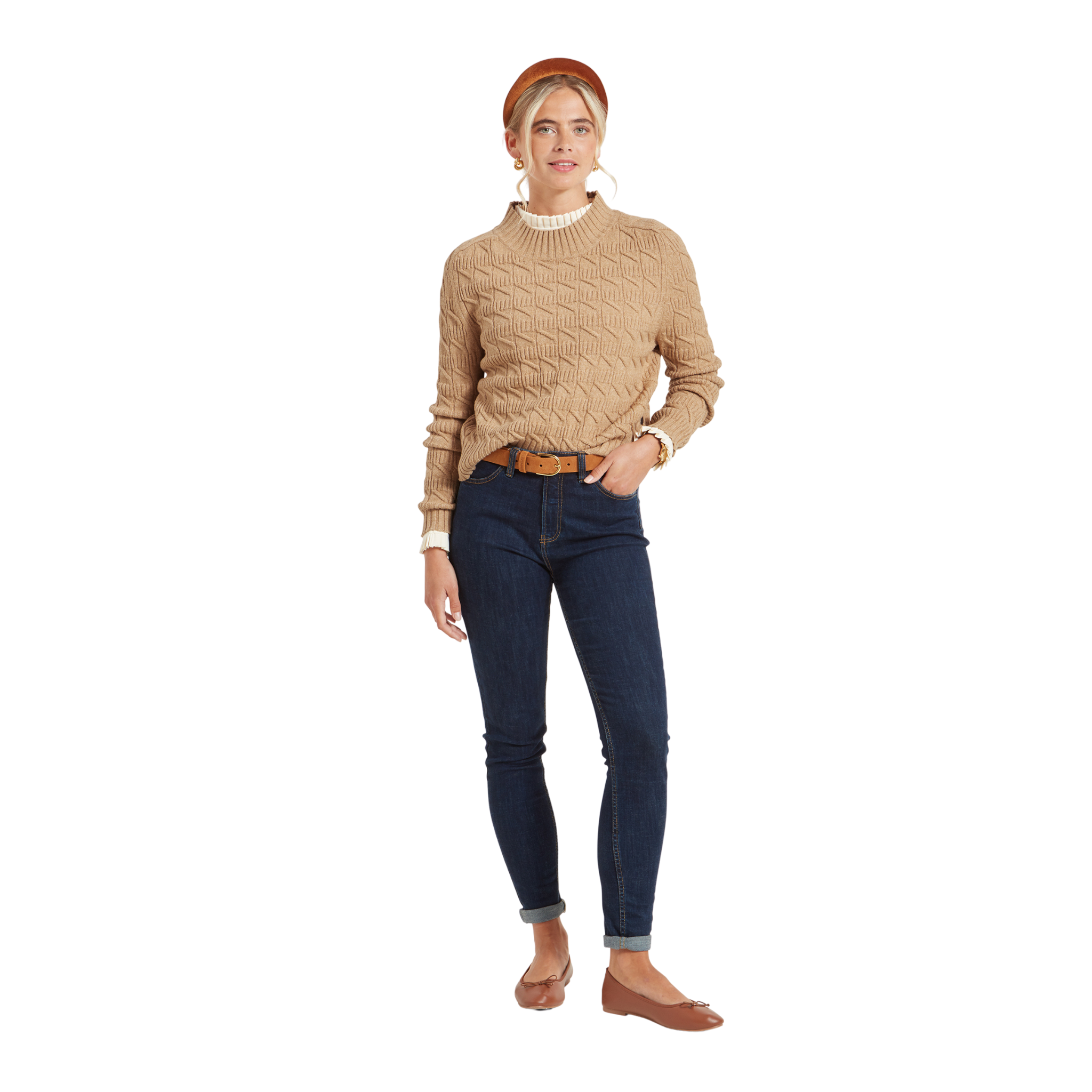 Sandsend Cable Jumper Warm Sand