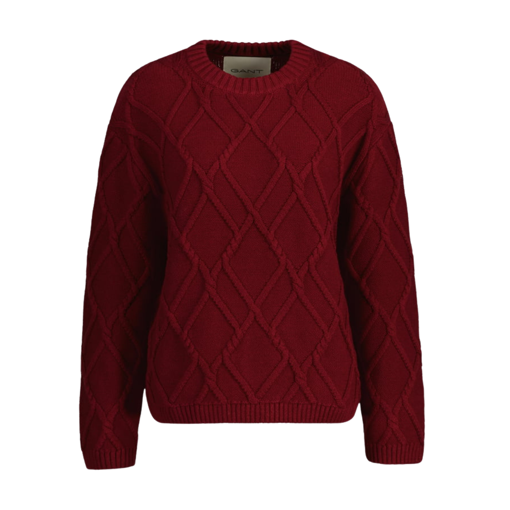 Textured Knit Crew Neck Plumped Red