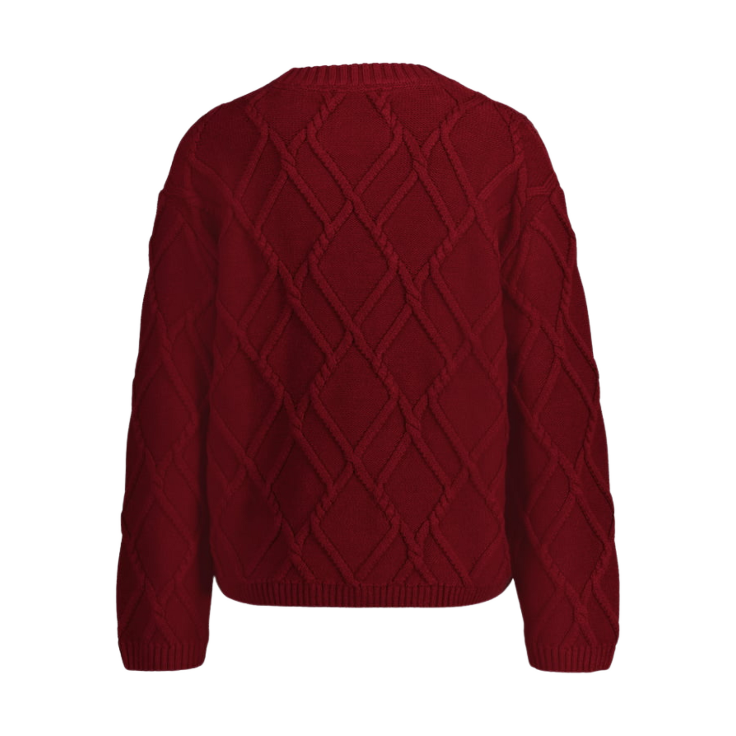 Textured Knit Crew Neck Plumped Red